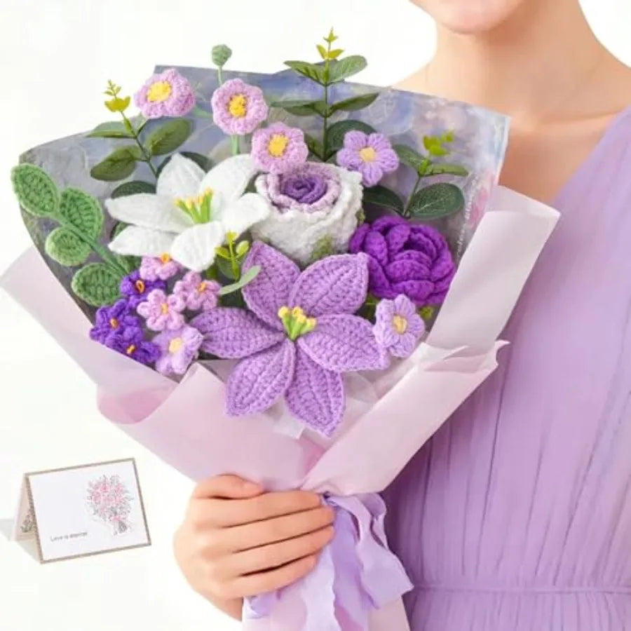 Purple Handmade Crochet Flower Bouquet | Perfect Gift for Any Occasion
