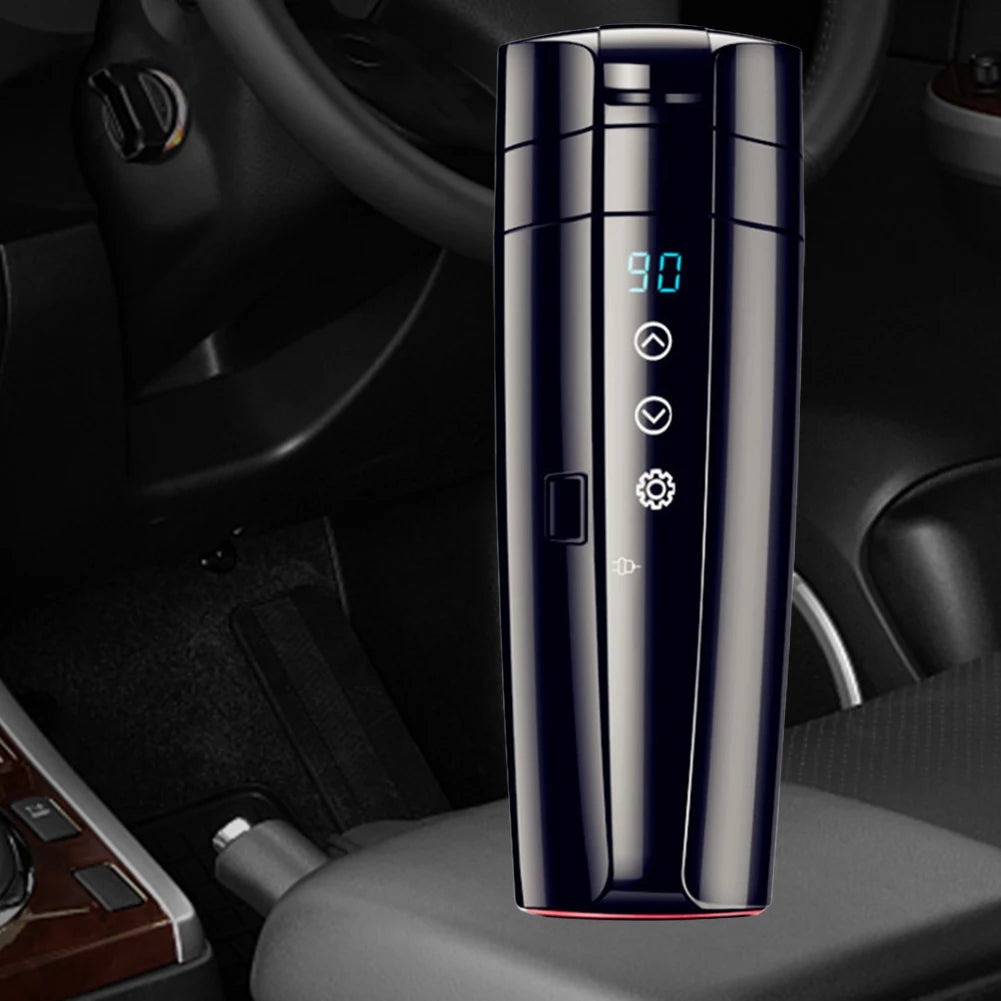 Electric Heated Car Mug with LCD Display | On-the-Go Beverage Warmer