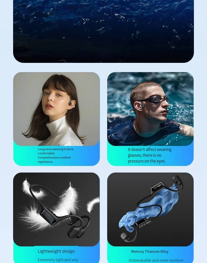 IPX8 Waterproof Bone Conduction Headphones | Open-Ear Bluetooth