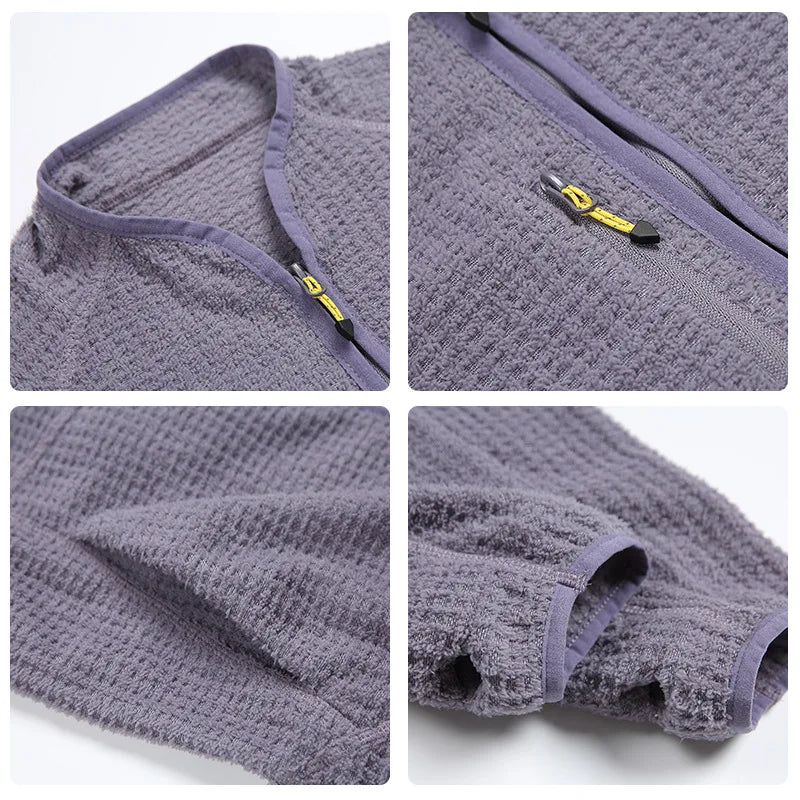 Men's Ultra-Lightweight Grid Fleece Jacket | All Season Thermal Mid-layer