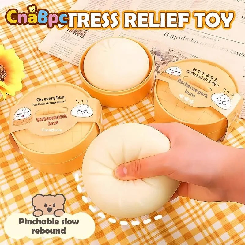 Steamed Stuff Bun Anti-Stress Ball Fidgets Toy Dumpling Squishies Soft Slowing Rebound Foam Toy Ultra-Soft Decompression