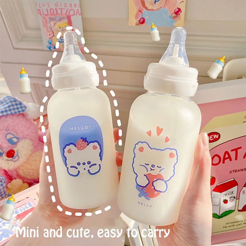 Kawaii Strawberry Bear Glass Water Bottle | Cute & Eco-Friendly