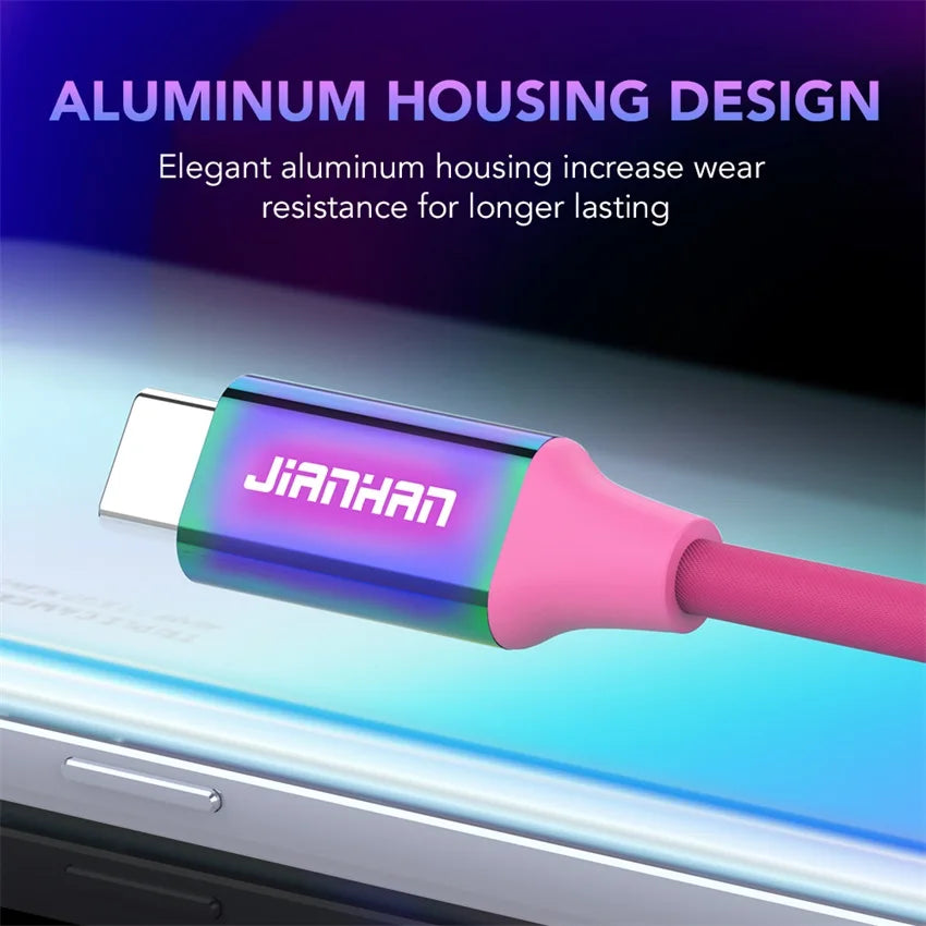 Fast Charging USB C Cable | Colorful Rainbow Braided Data Cable