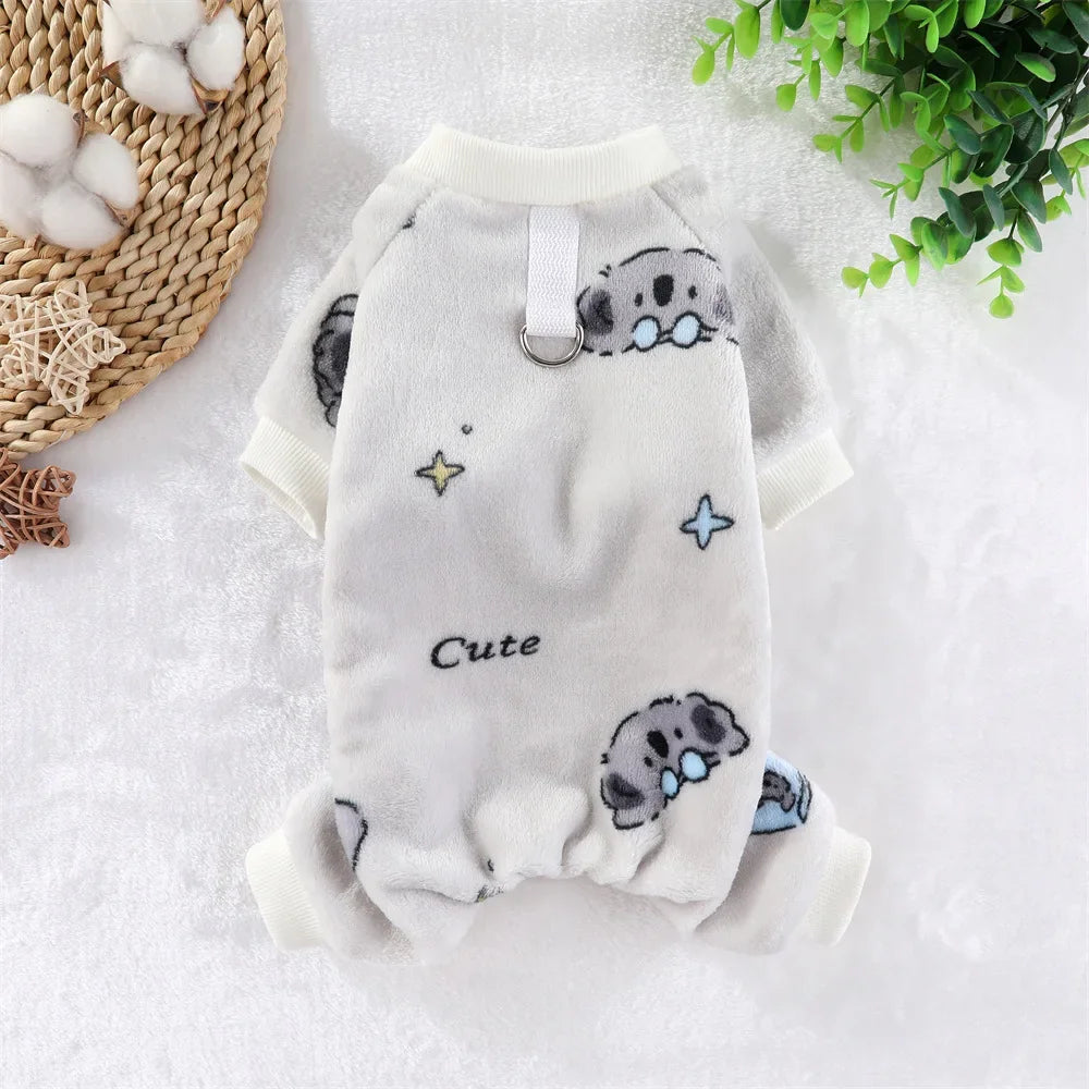 Soft Flannel Dog Pajamas | Cute Cartoon Animal PJs for Dogs