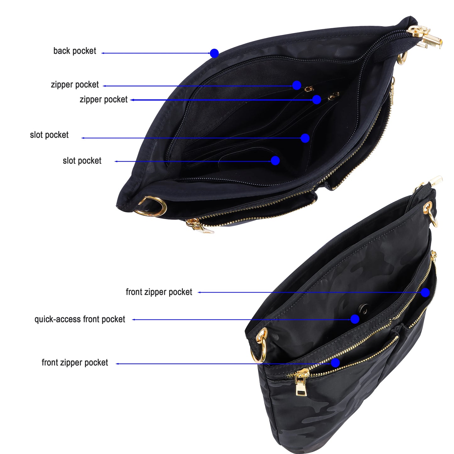 Stylish Crossbody Nylon Handbag | Lightweight Multi-Pocket Bag