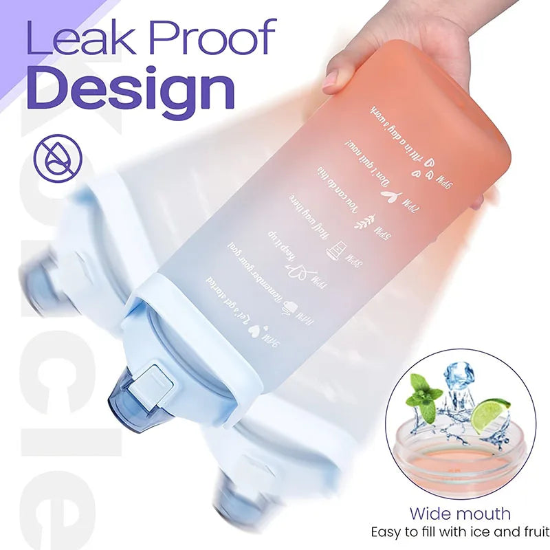 Motivational 2-Liter Water Bottle | Leak-Proof Sports Cup