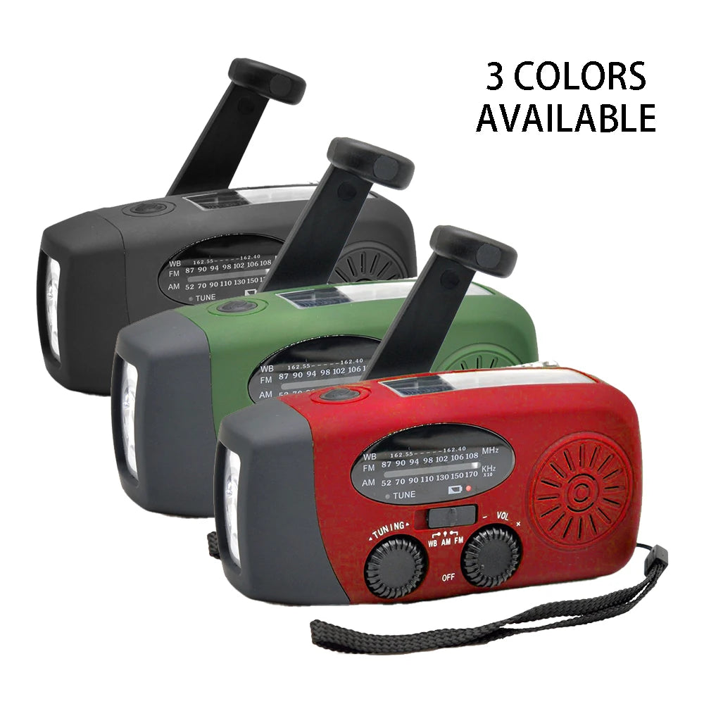 2000 mAh Emergency Radio | Portable Solar Charging & LED Lights