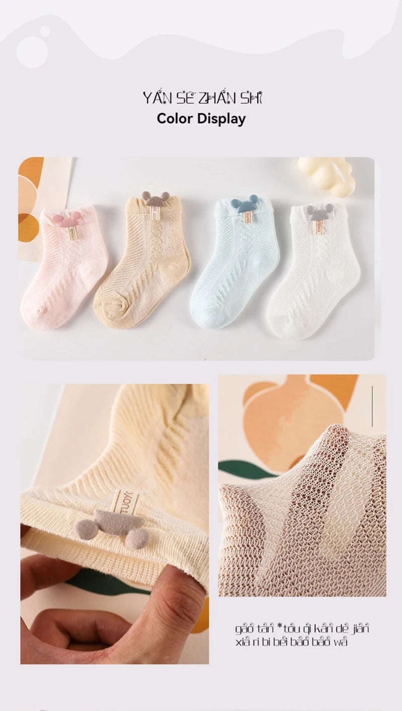 Cute Newborn Baby Summer Socks | Breathable Mid Tube Design