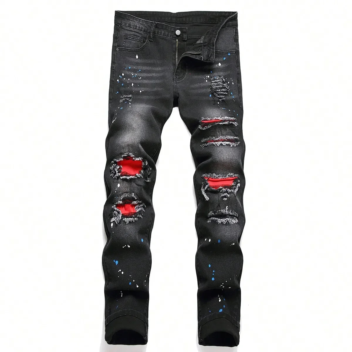 Men's Stretchy Skinny Denim Jeans | Ripped Casual Pants