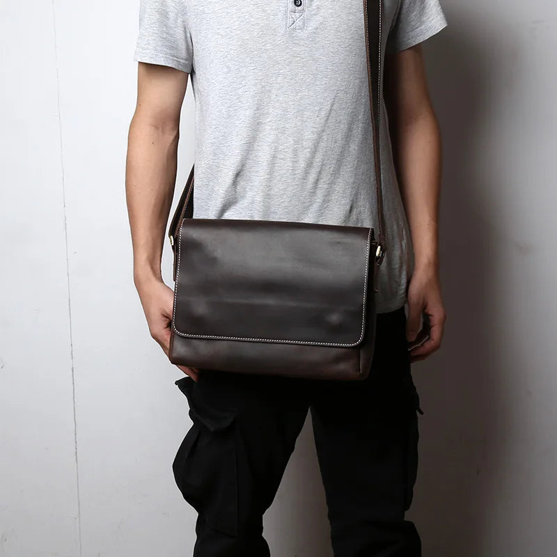 Retro Cowhide Men's Crossbody Bag | Handmade Leather Messenger