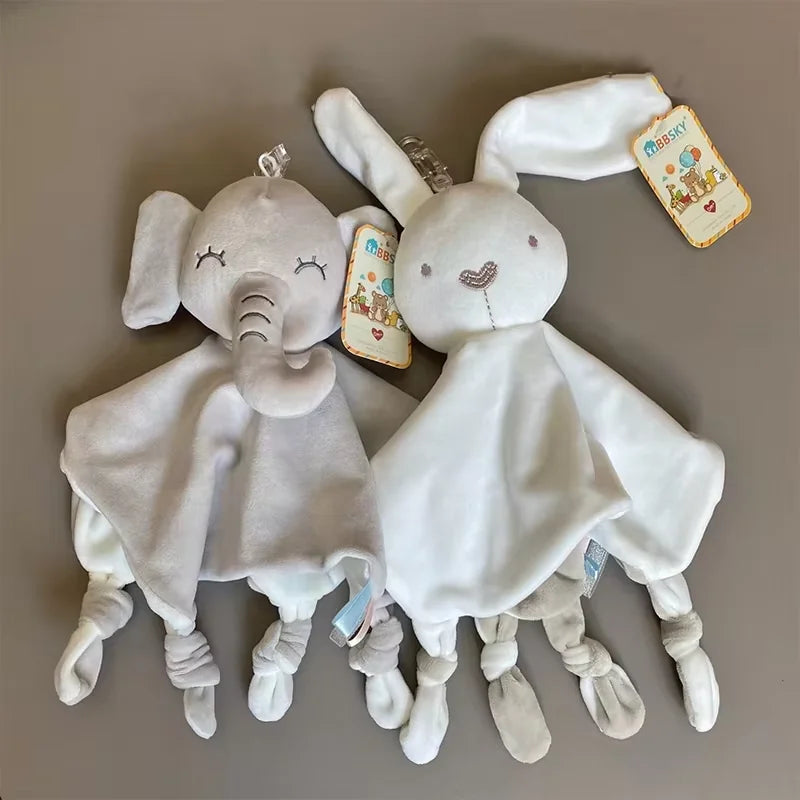 Cute Elephant Plush Teether Rattle for Newborns | Soft Blanket Toy