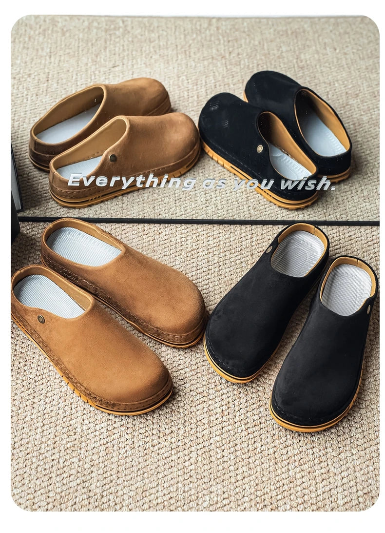 Men's Wide Toe Box Mules | Comfy Slip-On Loafers for Daily Use