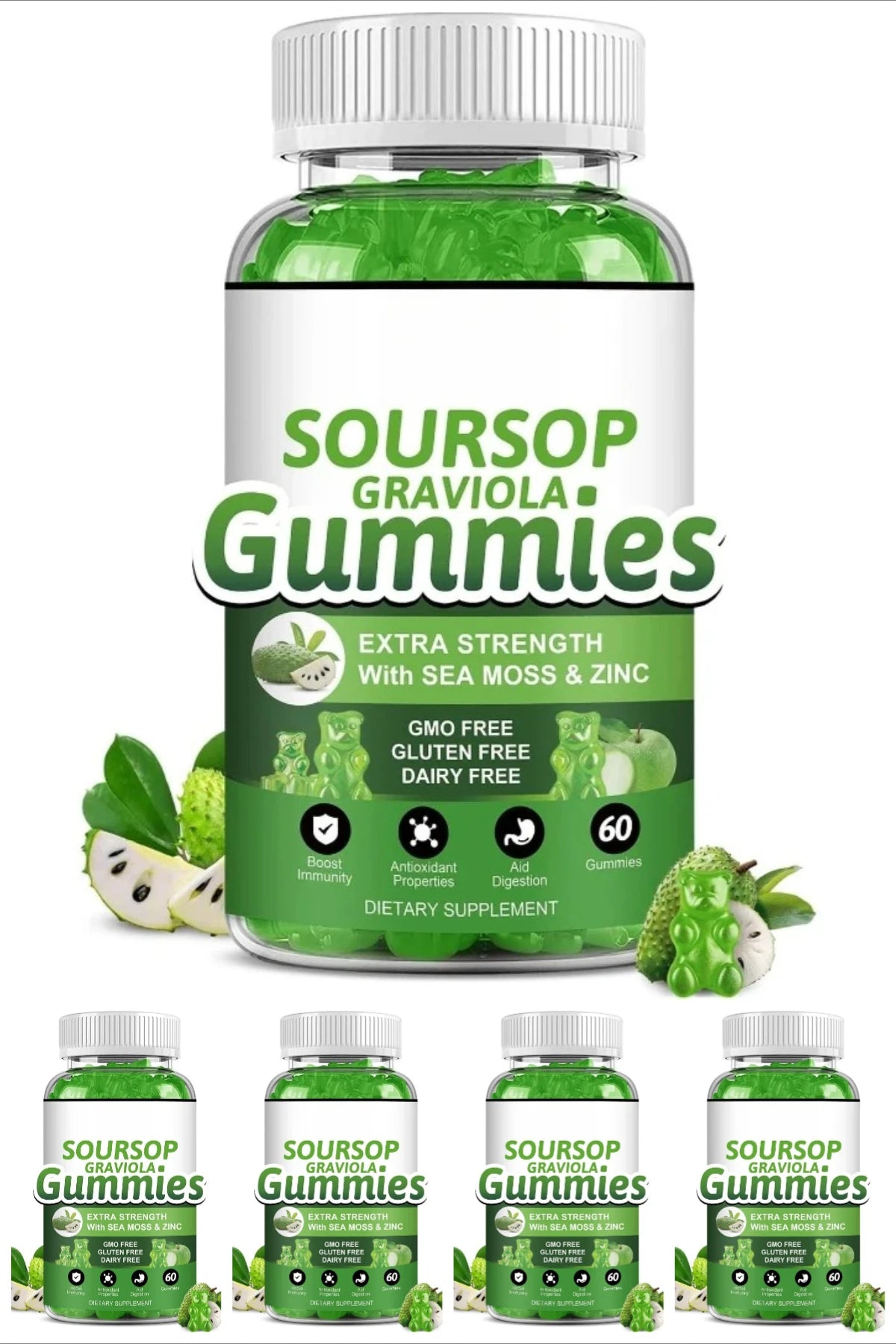 Soursop Graviola Gummies with Sea Moss & Vitamin C | Immune Support