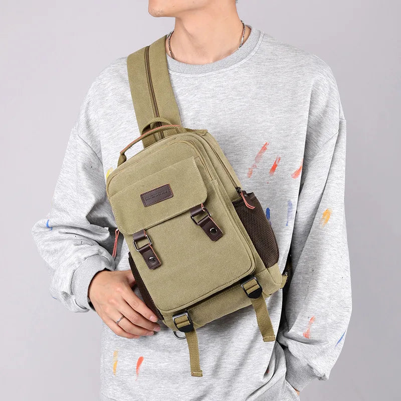 Multifunctional Canvas Chest Bag | Sleek Travel Companion