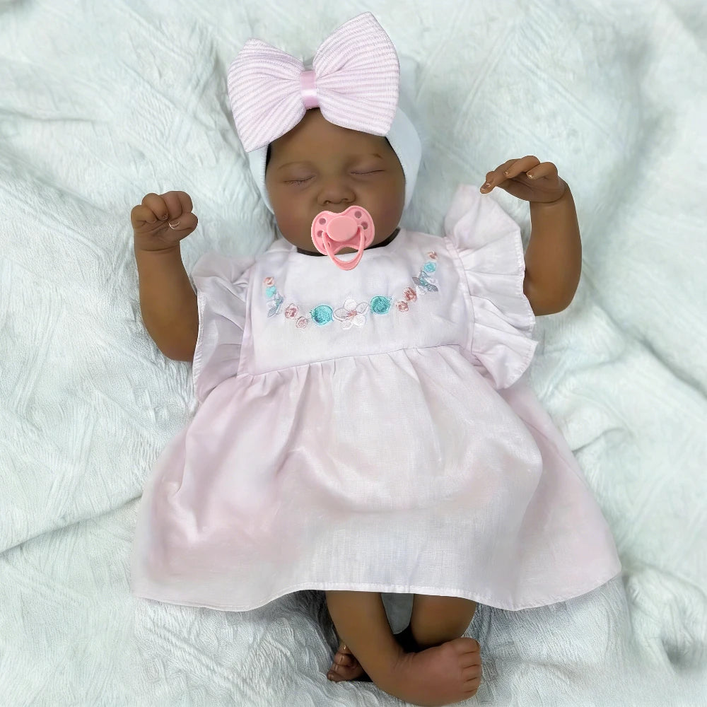 19-Inch Black Skin Asleep Reborn Baby Doll | Perfect Gift for Kids