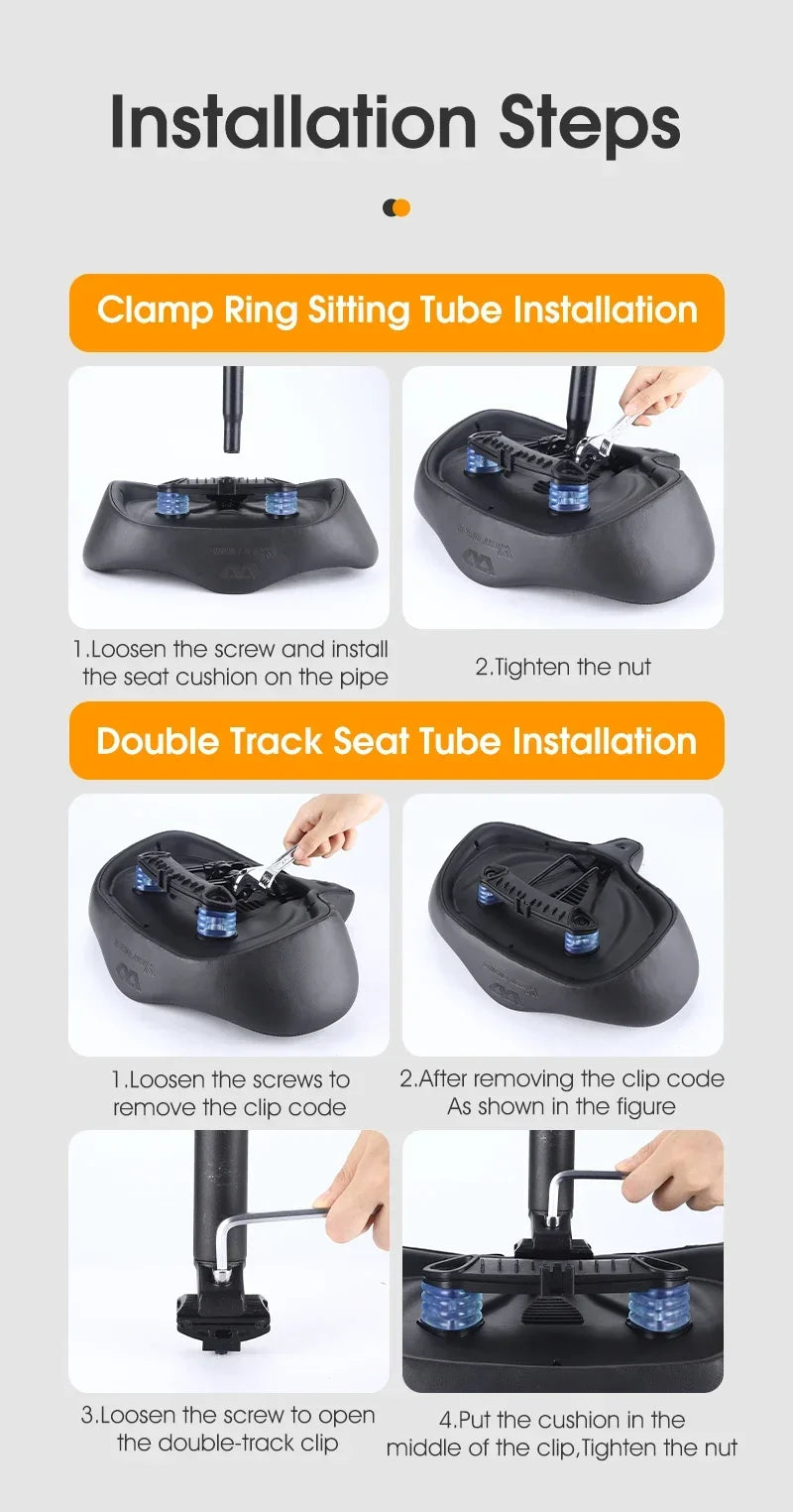 Ultra Wide Ergonomic MTB Saddle | Comfortable Shock-Absorbing Seat