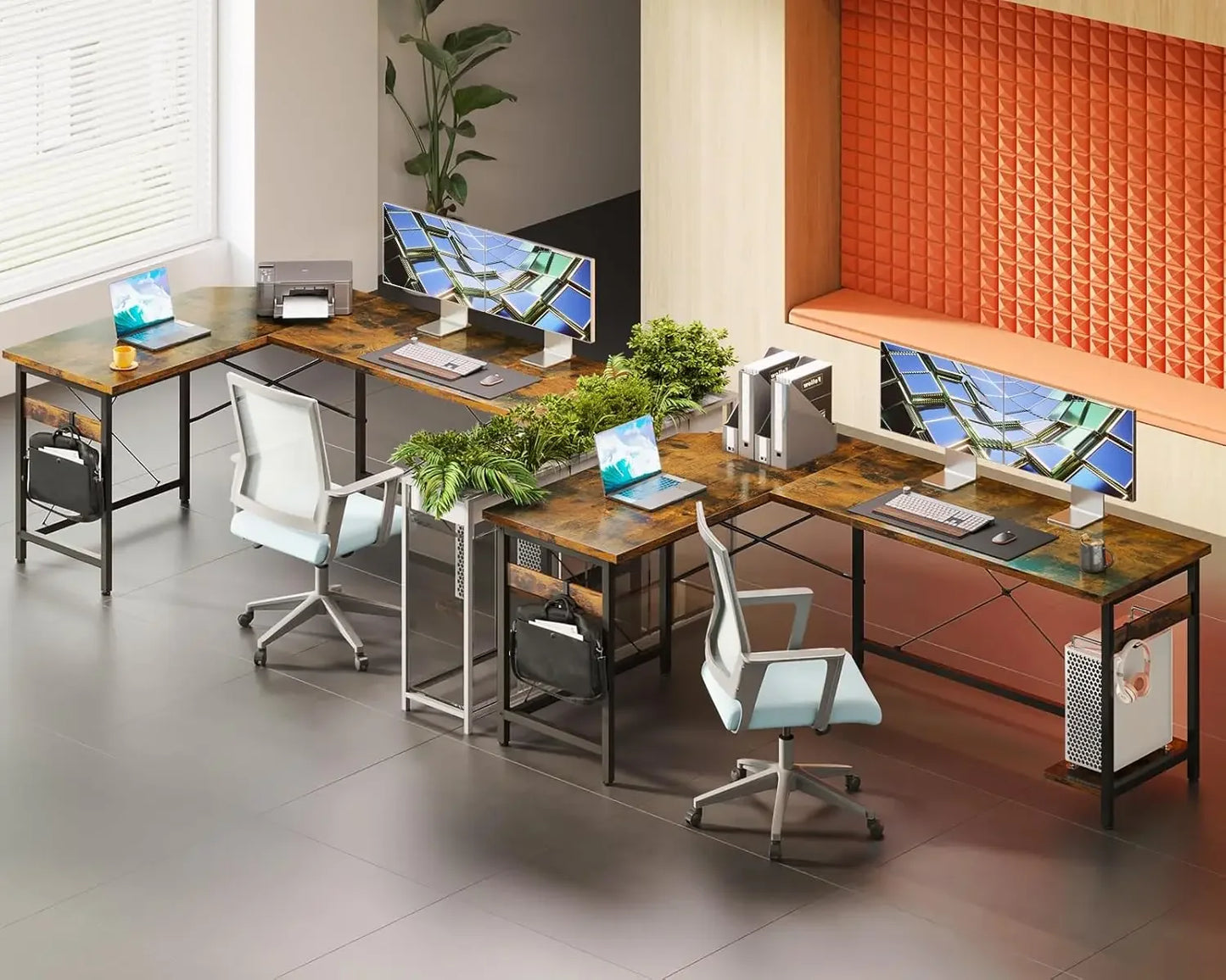 66" L Shaped Gaming Desk | Sturdy Corner Computer Table