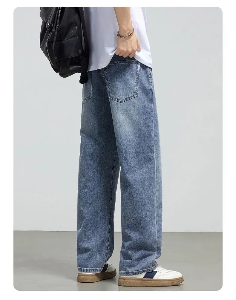 Men's Retro Straight Jeans | Casual Loose Wide Leg Denim Pants