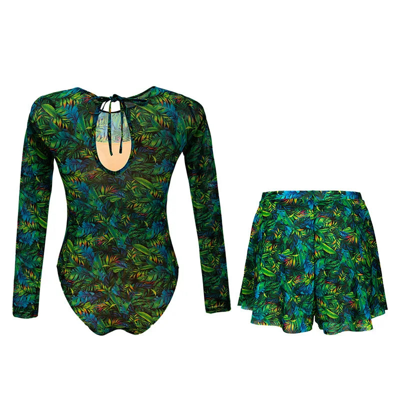 Women's Long Sleeved Sun Protection One Piece Swimsuit