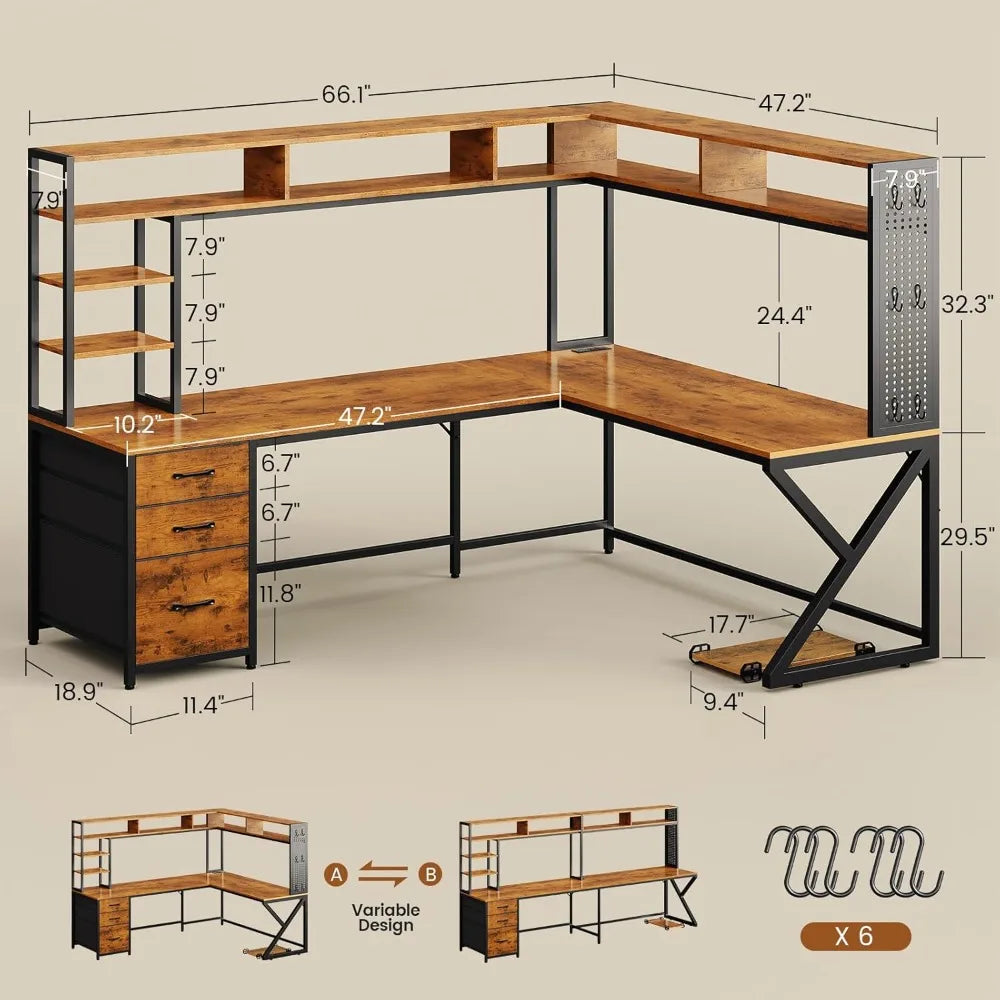L Shaped Desk with Hutch | Spacious, Convertible Office Design
