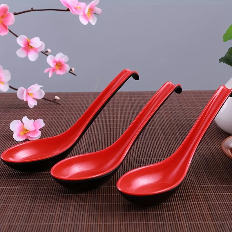 Set of 5 Japanese Style Melamine Soup & Rice Spoons | Elevate Dining