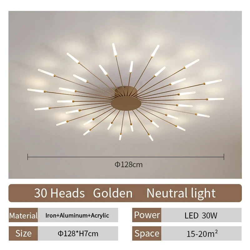 Modern LED Ceiling Lamp | Nordic Fireworks Design for Home Decor
