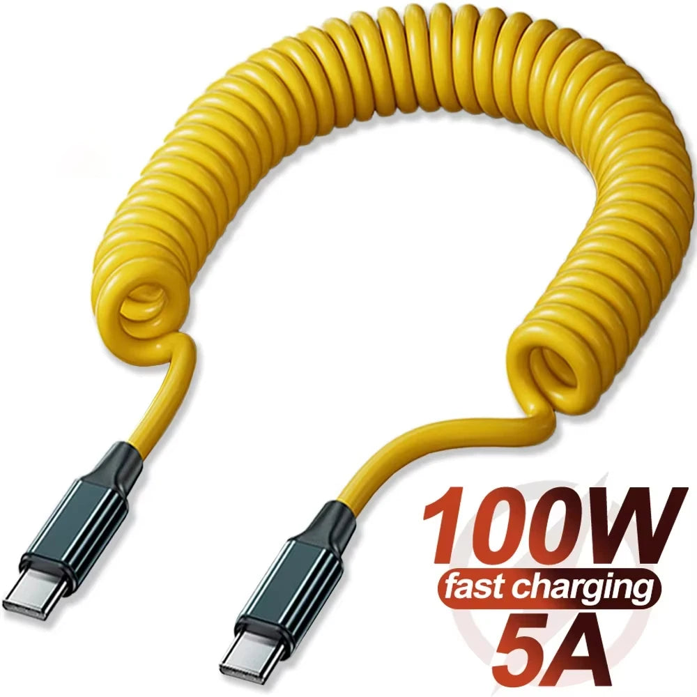 Retractable Fast Charging USB C Cable | 100W Spring Charging Solution