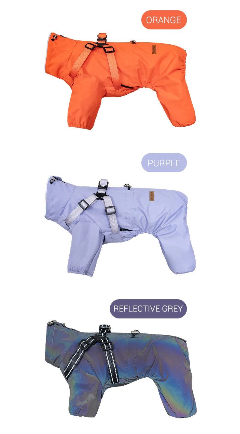 Adjustable Reflective Dog Raincoat with Harness for Small Dogs