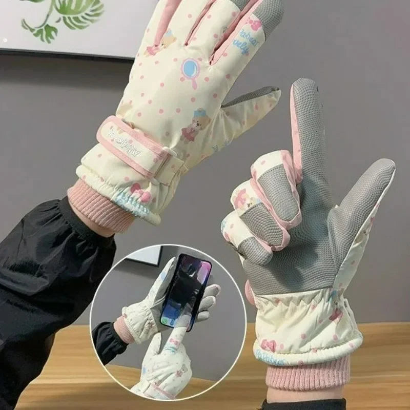 Women's Velvet Touchscreen Ski Gloves | Waterproof & Windproof