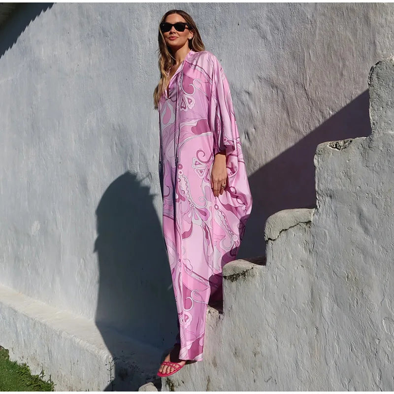 Stylish Oversized Women's Print Kaftan Maxi Dress for Summer