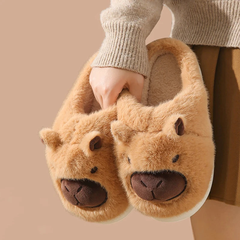 Women's Cute Plush Capybara Slippers | Cozy Indoor House Shoes