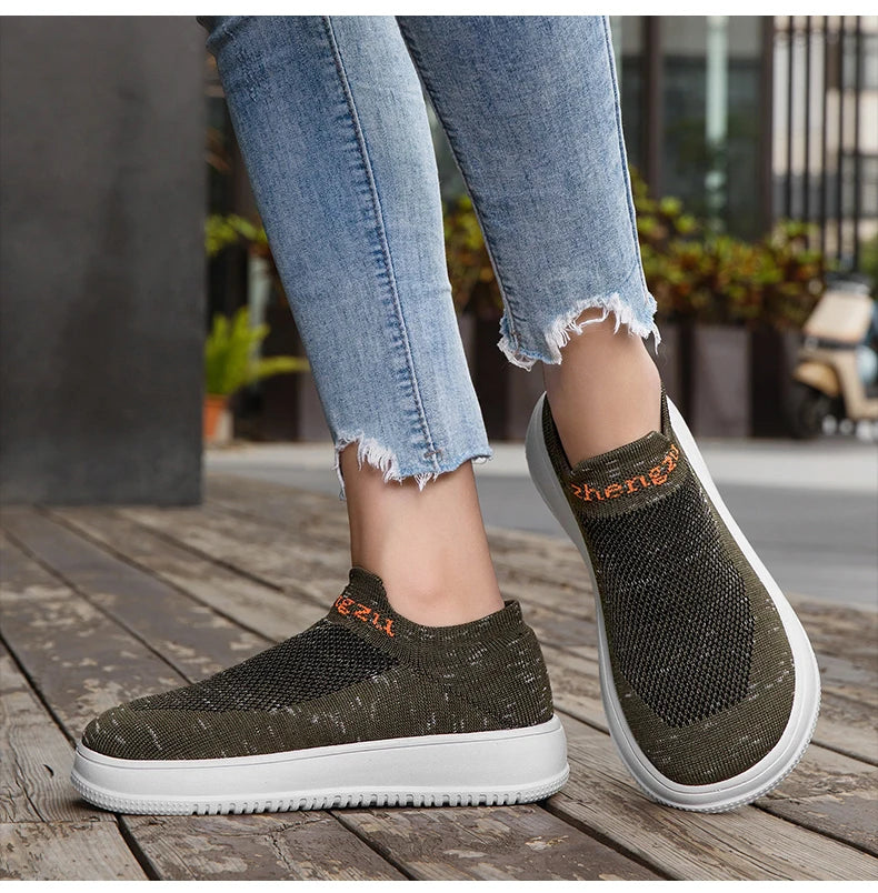 Unisex Wide Foot Sports Shoes | Breathable Slip-On Walking Sneakers