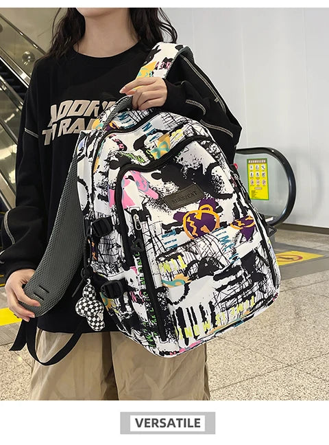 Trendy Personalized Graffiti Japanese Backpack | Large Capacity Book Bag