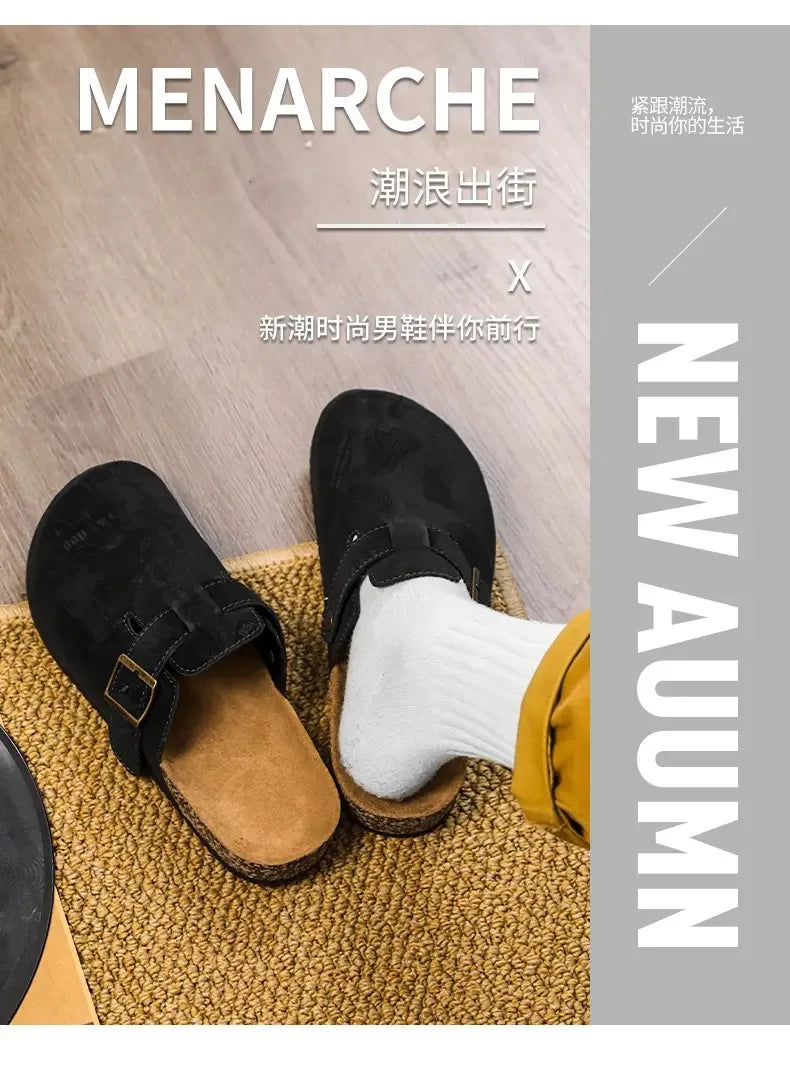 Men's Suede Mules Slippers | Comfortable Clogs with Arch Support