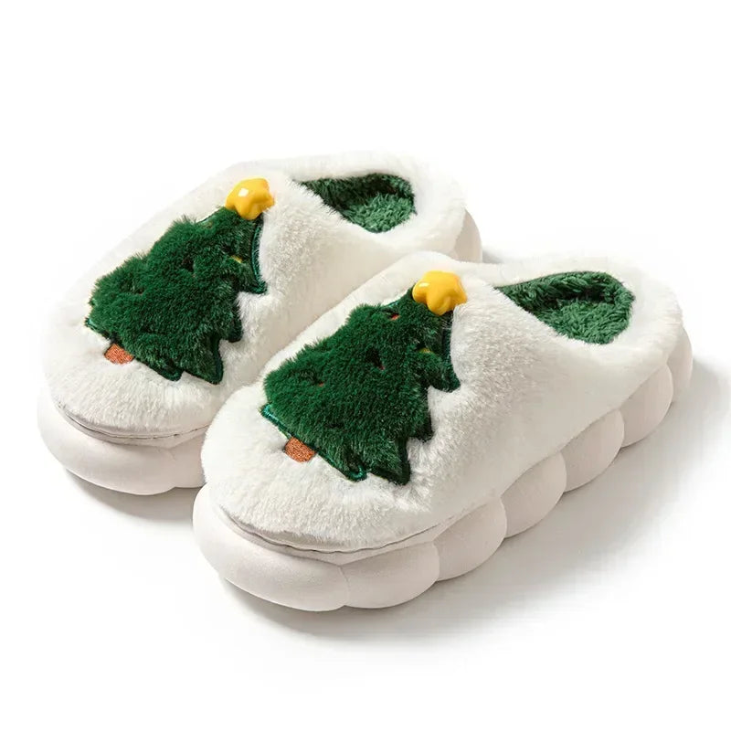 Cute Christmas Tree Fluffy Slippers | Cozy Indoor/Outdoor Slides