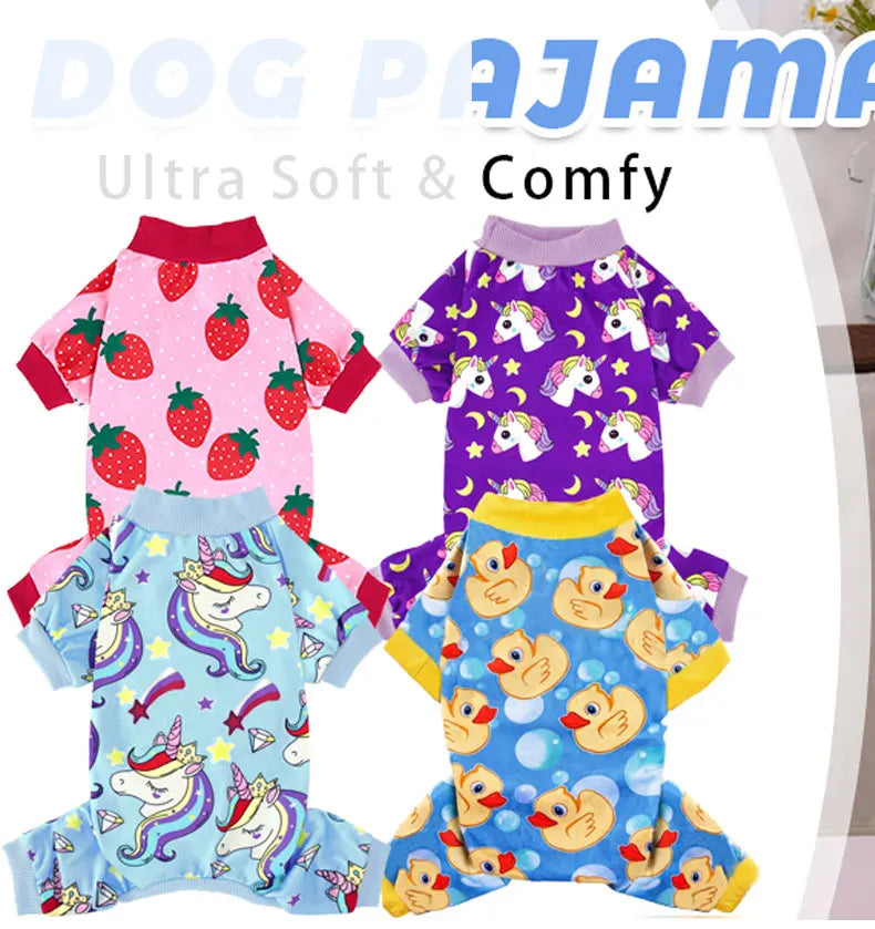 Comfy Dog Onesies Pajamas | Cute Cartoon Pet Jumpsuit for Small Breeds