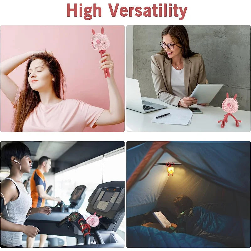 Mini Portable Bunny Stroller Fan | Rechargeable & 360° Rotate