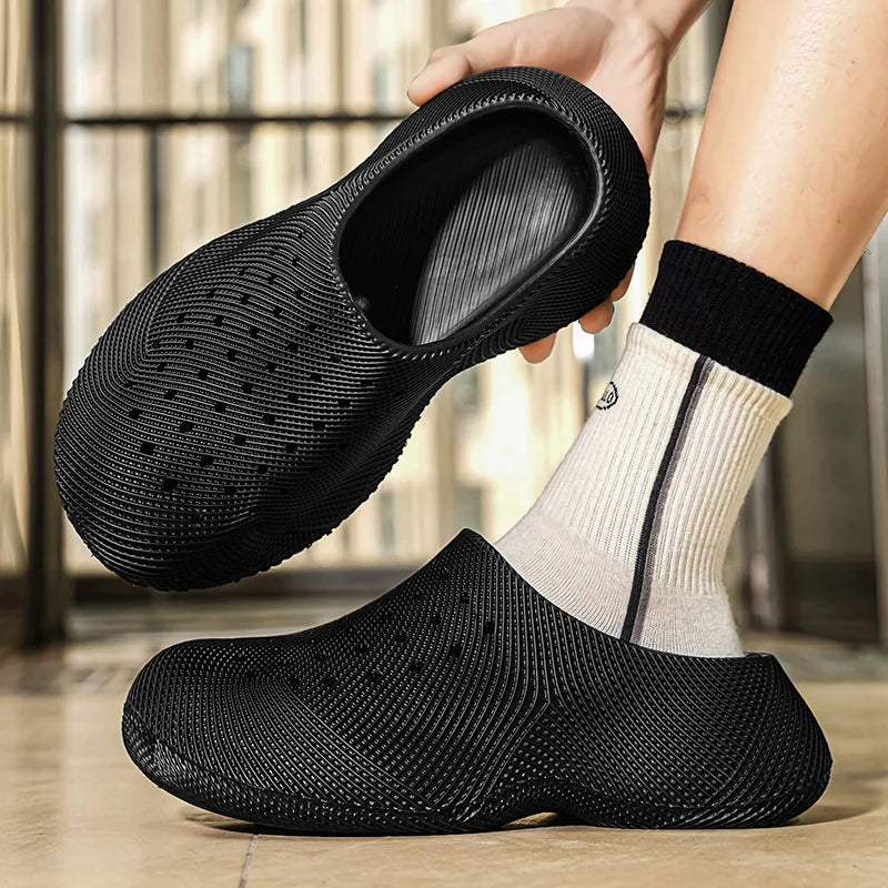 Generic Closed Toe Clogs 3d Printed Thick Sole Non Slip Soft Cushion Casual Summer Outdoor Slippers For Men Women Couple