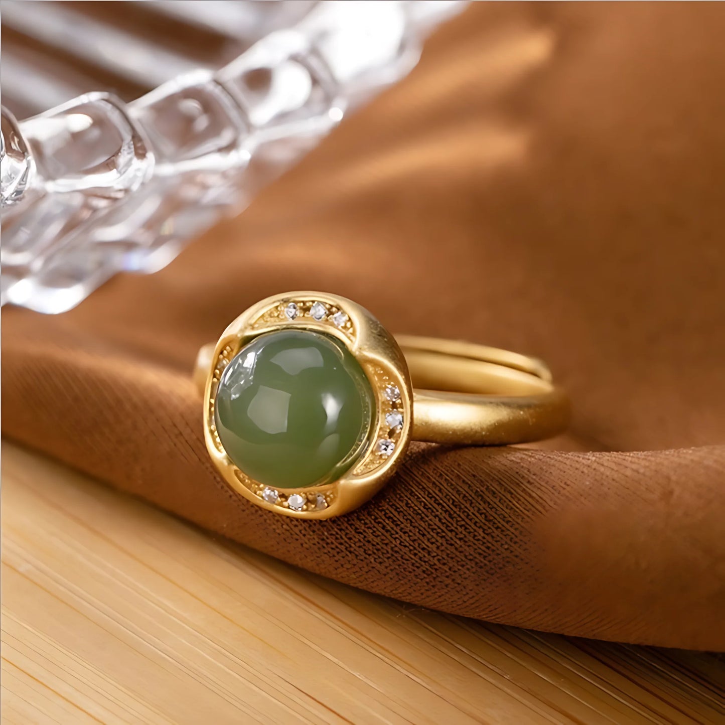 Adjustable Geometric Jade Ring for Women | Vintage Jewelry Gift