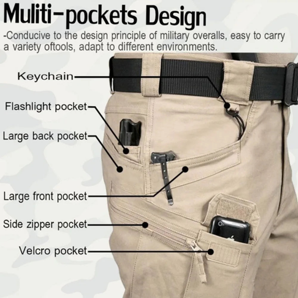 Men's Tactical Cargo Pants | Waterproof Multi-Pocket Outdoor Trousers