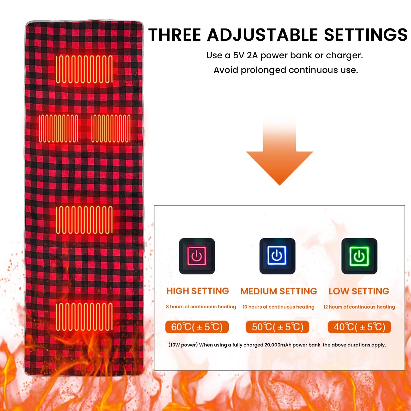 5 Zone USB Heated Sleeping Mat | Warmth for Outdoor Adventures