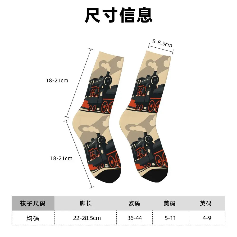 Trendy Steam Train Crew Socks | Stylish All Seasons Long Stockings