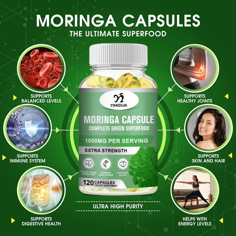 Pure Moringa Oleifera Capsules | Support Skin Glow & Energy