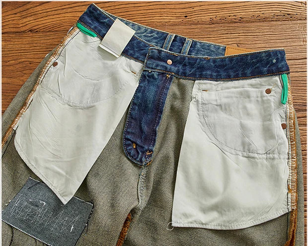 Men's Ripped Vintage Jeans | Casual Heavy Straight Leg Denim
