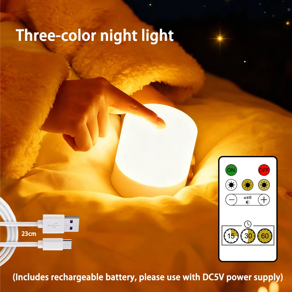 Rechargeable LED Touch Switch Night Lamp | Mood Light & Timer 2026