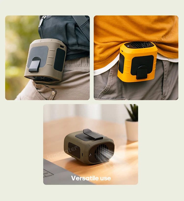 8000mAh Outdoor Waist Fan | Portable Bladeless Neck Fan with Lights