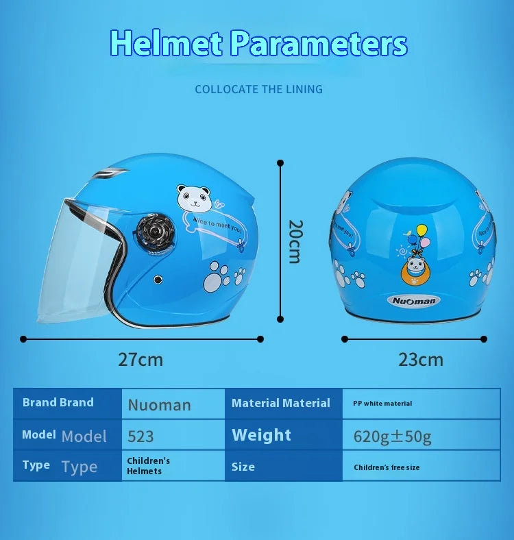 Casco Infantil de Medio Rostro con Diseño de Caricaturas | Seguridad y Diversión para Niños