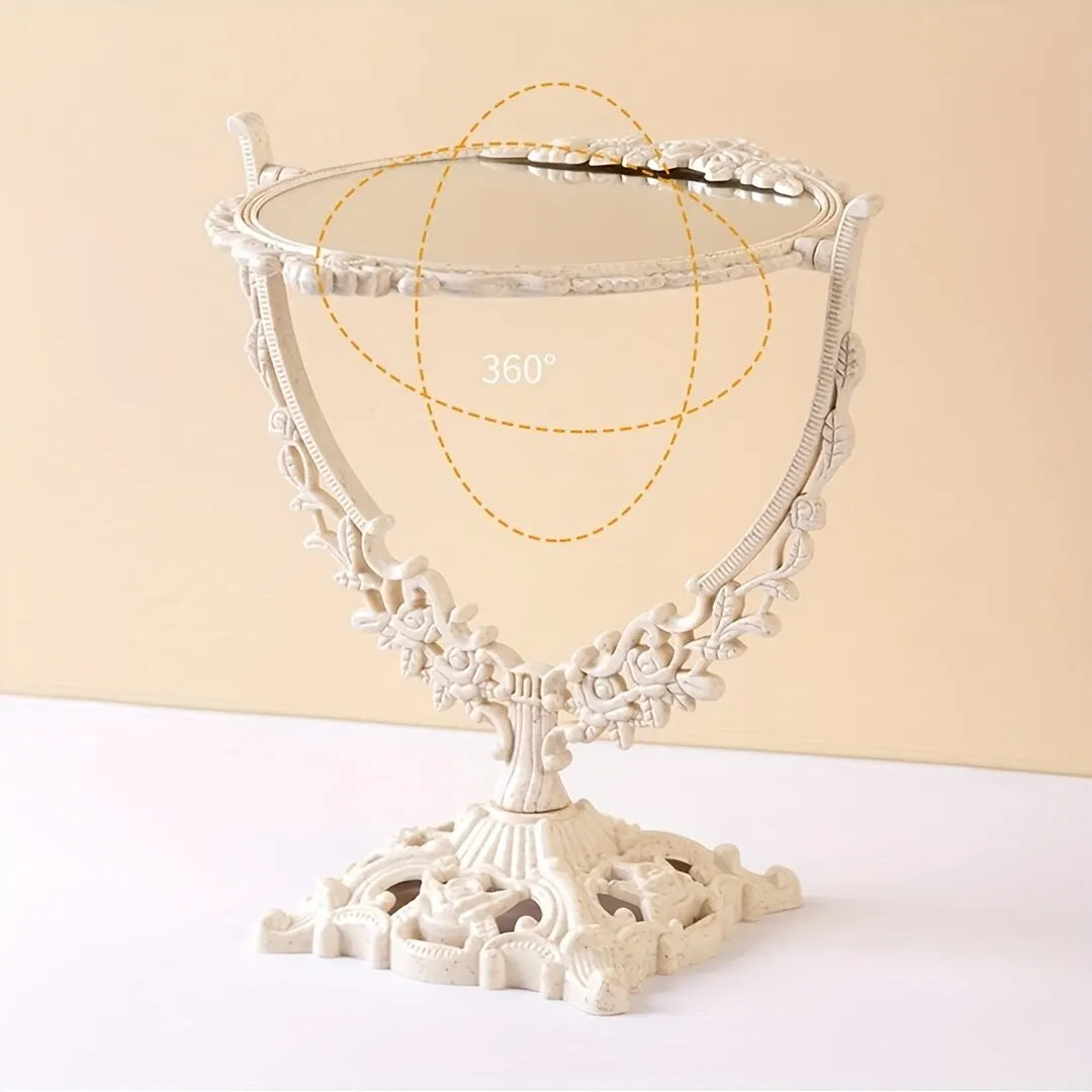 Vintage European Desktop Makeup Mirror | Double-Sided Stylish Accessory