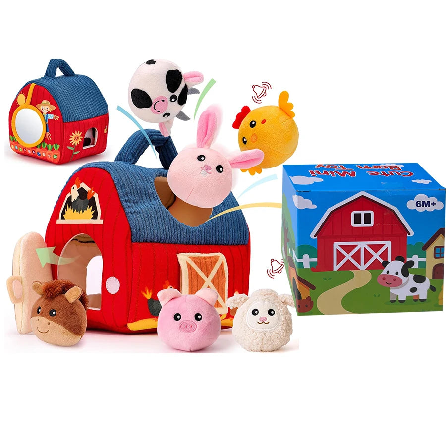 Plush Baby Beehive Toy with Stuffed Farm Animals | Sensory Fun