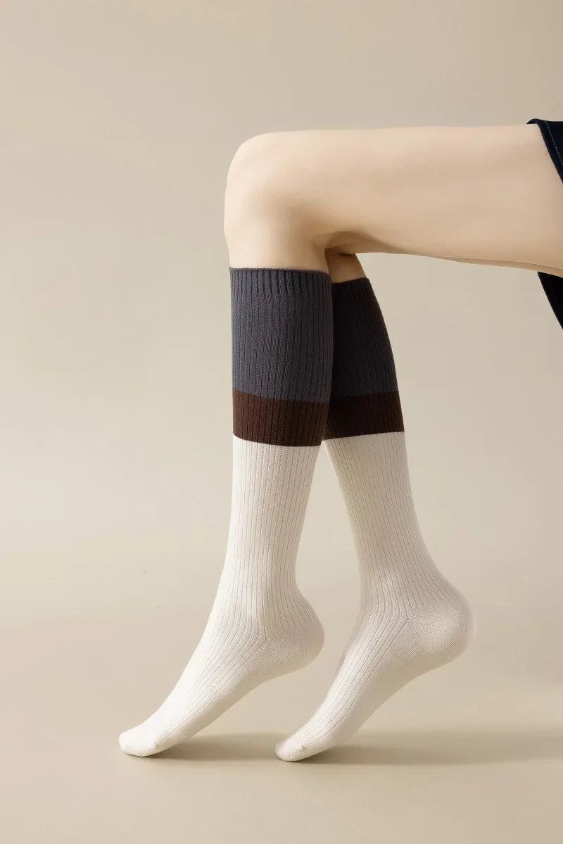 Women's Cotton Color Matching Knee Socks | Fashion-Forward Style